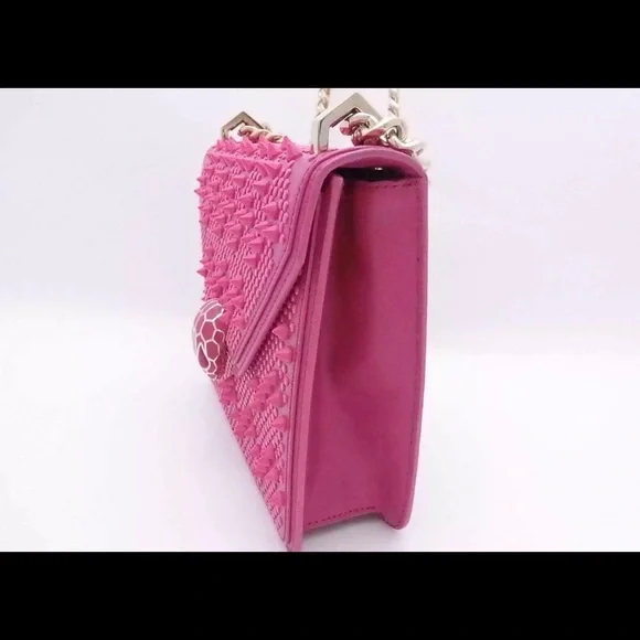 Auth BVLGARI Serpenti Chain Shoulder Bag Pink/Gold - Picture 5 of 12